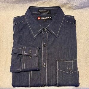 Airwalk Utility Button Up Shirt Blue Size Large
